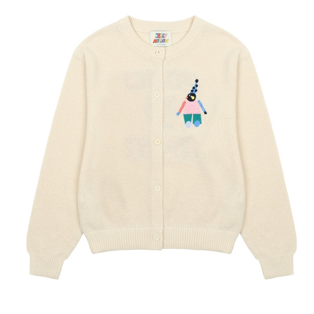 JELLYMALLOW Cream Cardigan with Colorful Embroidery SIZE 8-9